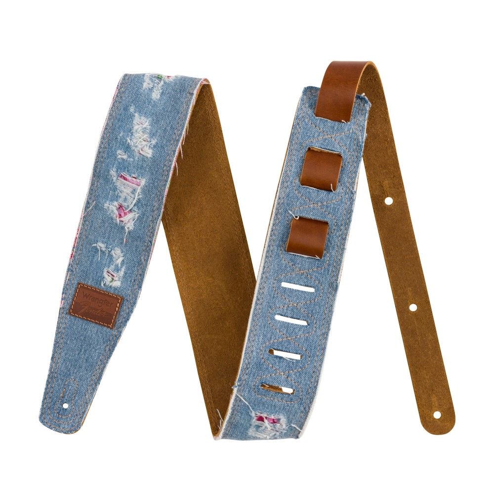 Fender x Wrangler Ripped Denim Strap, Indigo - tracolla in jeans