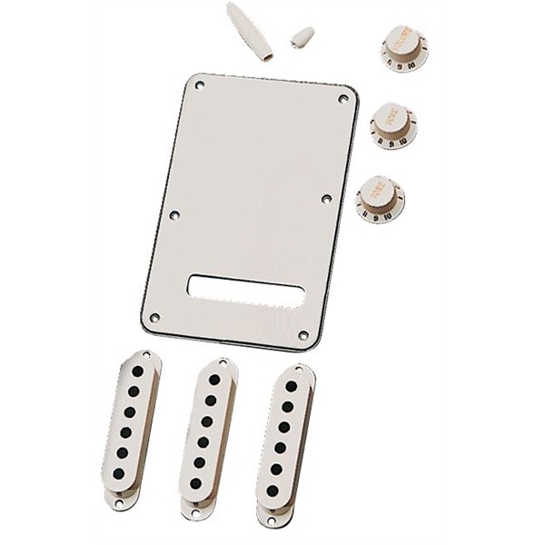 Fender Accessory Kit, Vintage-Style Stratocaster, White - pomelli e placche