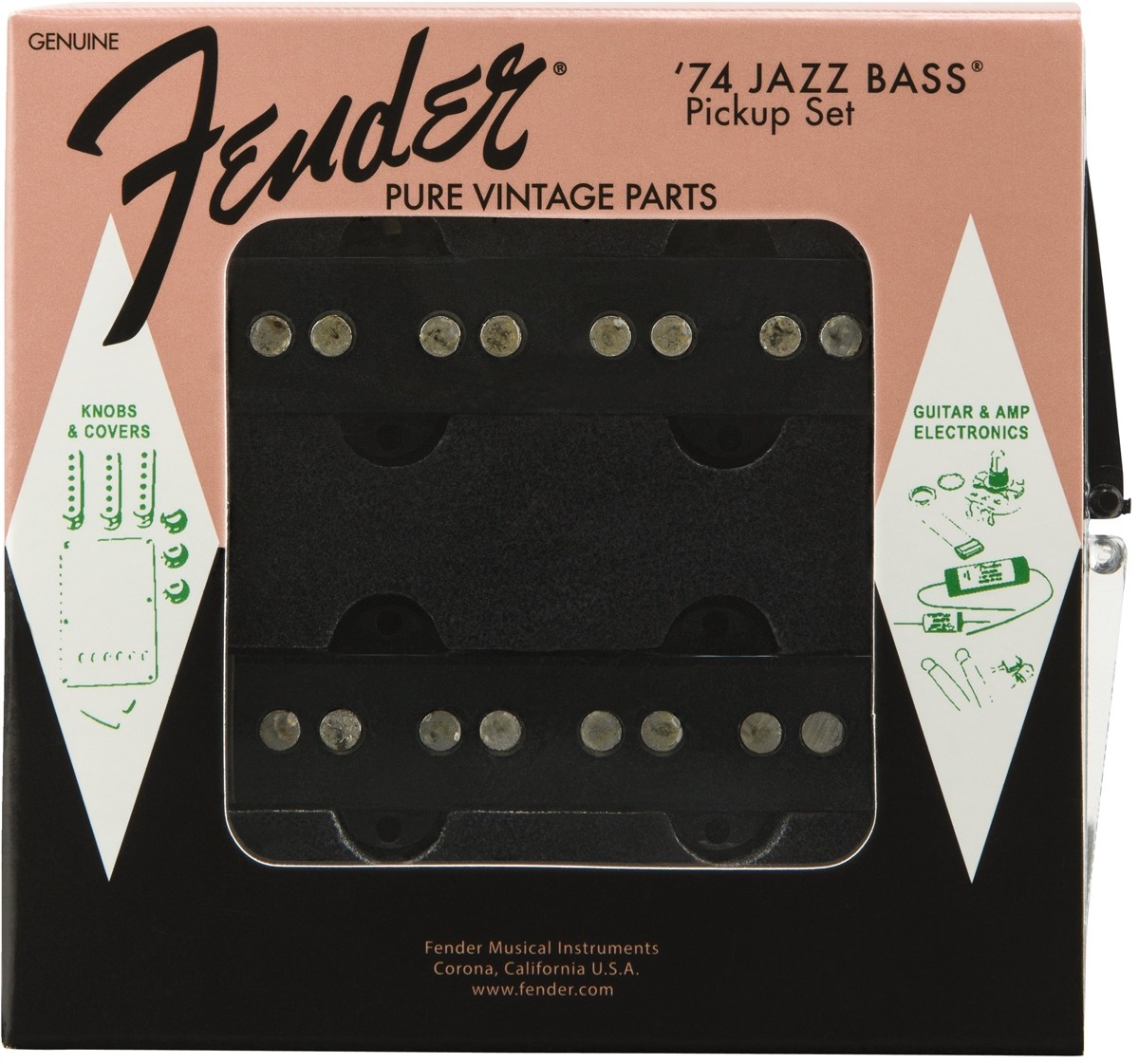 Fender Pure Vintage '74 Jazz Bass® Pickup Set, Black (2)