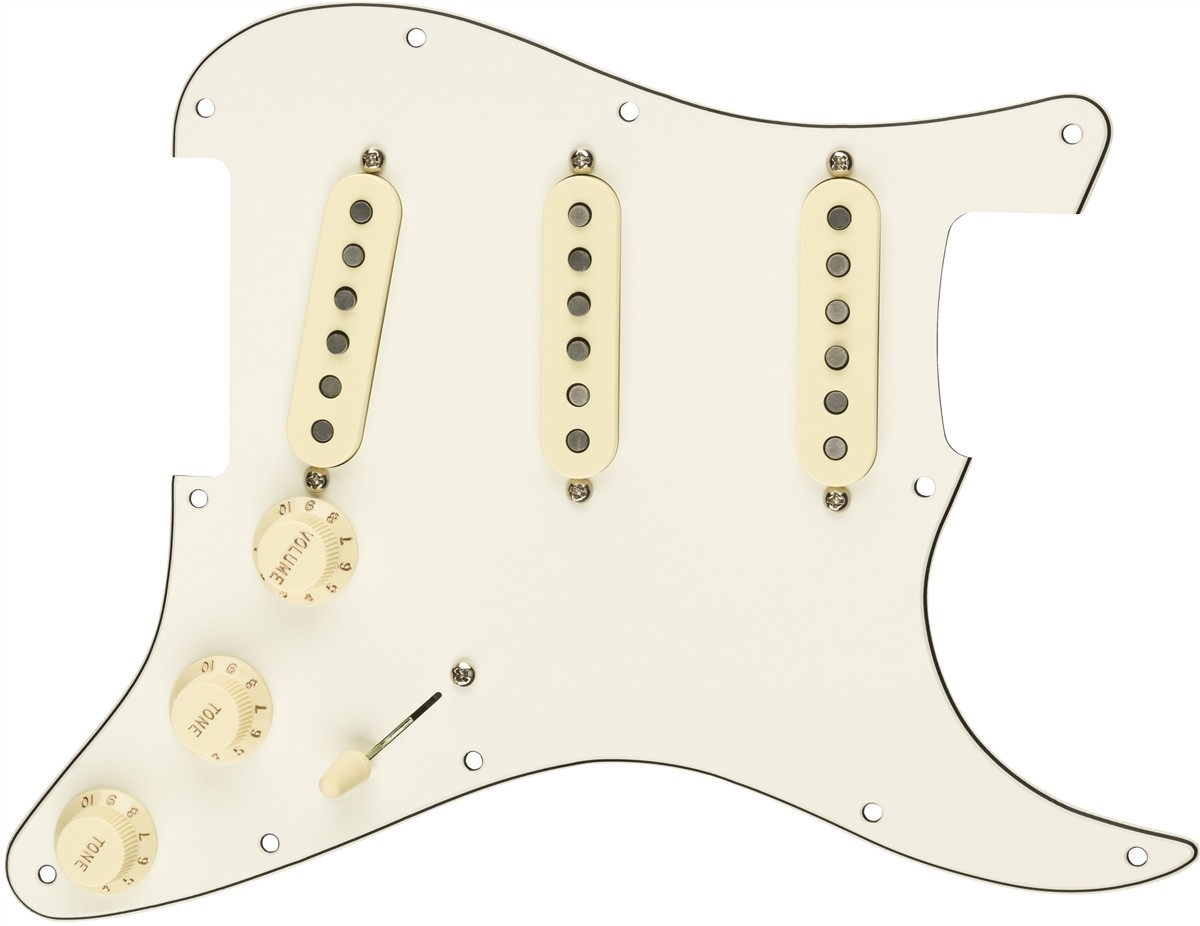 Fender Pre-Wired Strat Pickguard, Custom Shop Texas Special SSS, Parchment 11 Hole PG