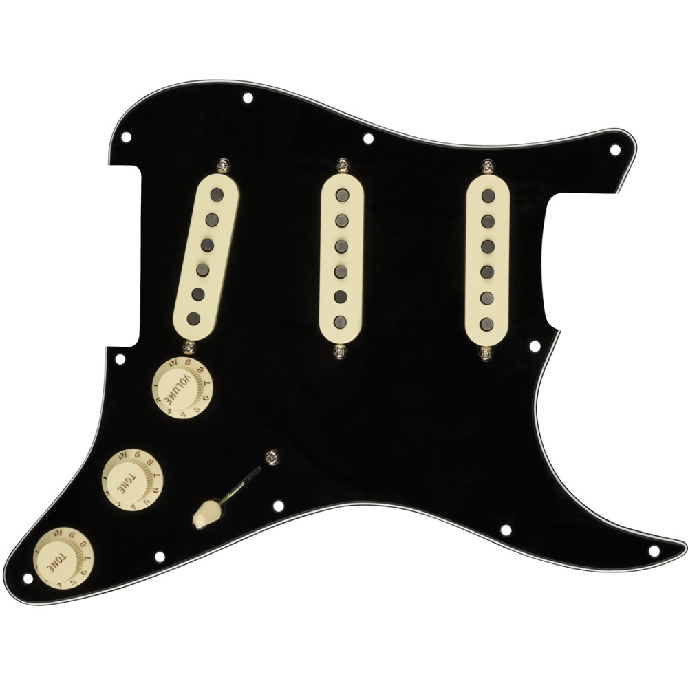 Fender Pre-Wired Strat Pickguard, Custom Shop Texas Special SSS, Black 11 Hole PG