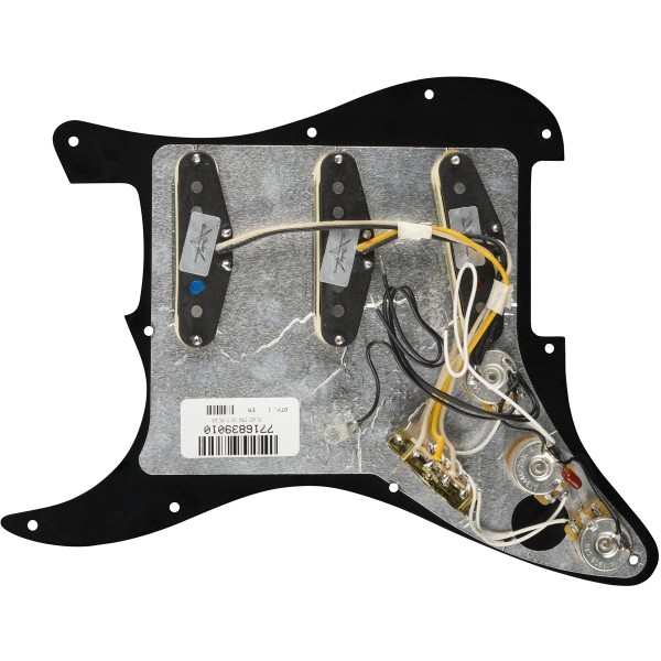 Fender Pre-Wired Strat Pickguard, Custom Shop Texas Special SSS, Black 11 Hole PG