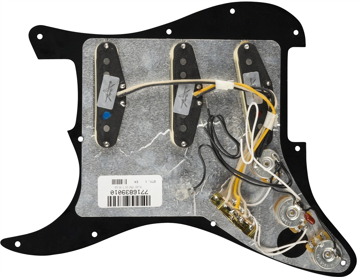 Fender Pre-Wired Strat Pickguard, Custom Shop Texas Special SSS, Black 11 Hole PG
