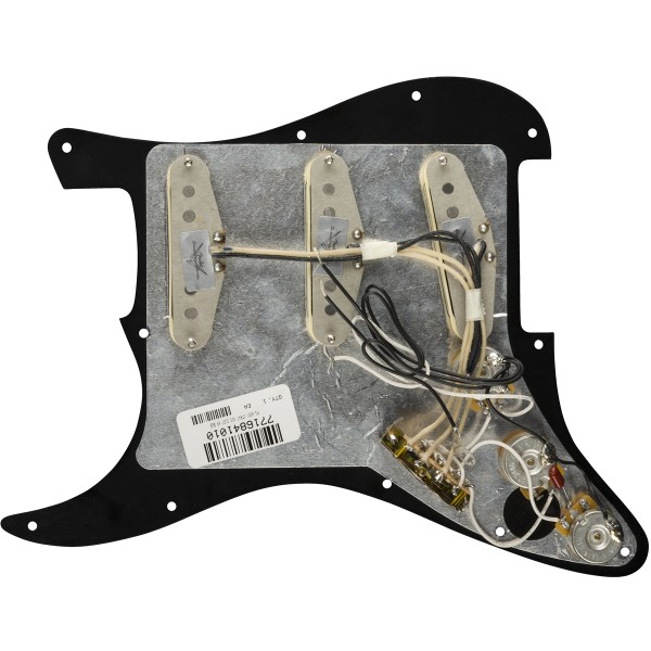 Fender Pre-Wired Strat Pickguard, Custom Shop Custom '69 SSS, Black 11 Hole PG