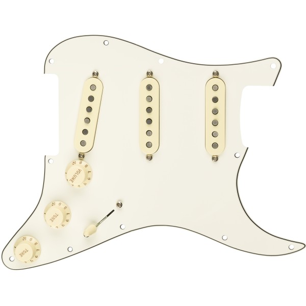 Fender Pre-Wired Strat Pickguard, Custom Shop Fat 50's SSS, Parchment 11 Hole PG