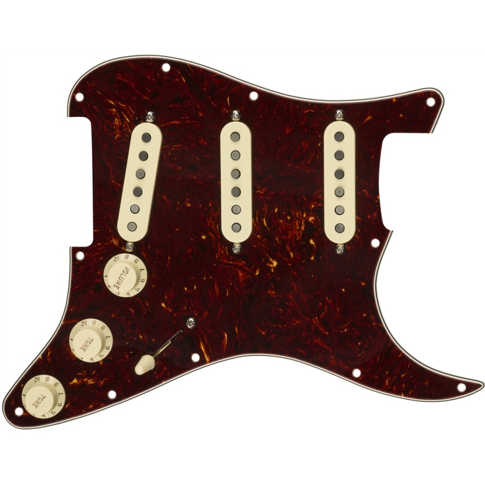 Fender Pre-Wired Strat Pickguard, Custom Shop Fat 50's SSS, Tortoise Shell 11 Hole PG