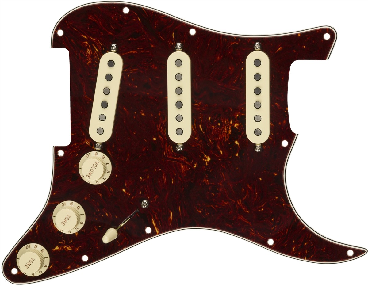 Fender Pre-Wired Strat® Pickguard, Custom Shop Fat 50's SSS, Tortoise Shell 11 Hole PG