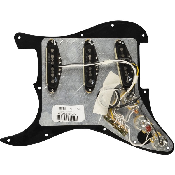 Fender Pre-Wired Strat Pickguard, Vintage Noiseless SSS, Black 11 Hole PG