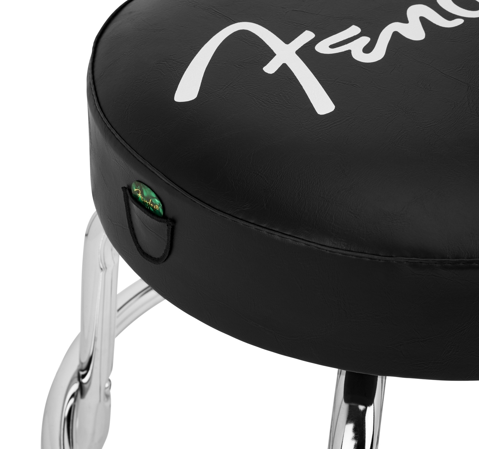 Fender Fender® Spaghetti Logo Pick Pouch Barstool, Black/Chrome, 30"