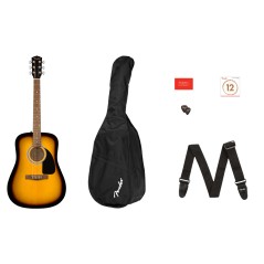 FENDER FA-115 Dreadnought Pack Sunburst - PACK CON CHITARRA ACUSTICA DREADNOUGHT SUNBURST, BORSA, TRACOLLA, PLETTRI