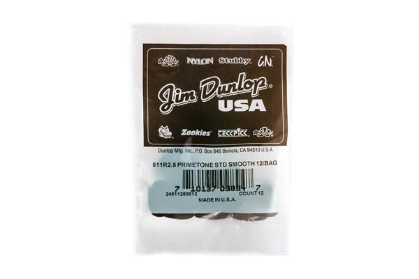 Dunlop 511R2.5 Primetone Sculpted Plectra Standard 2.5 mm Smooth Bag/12