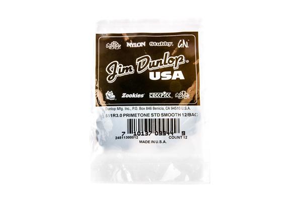 Dunlop 511R3.0 Primetone Sculpted Plectra Standard 3.0 mm Smooth Bag/12
