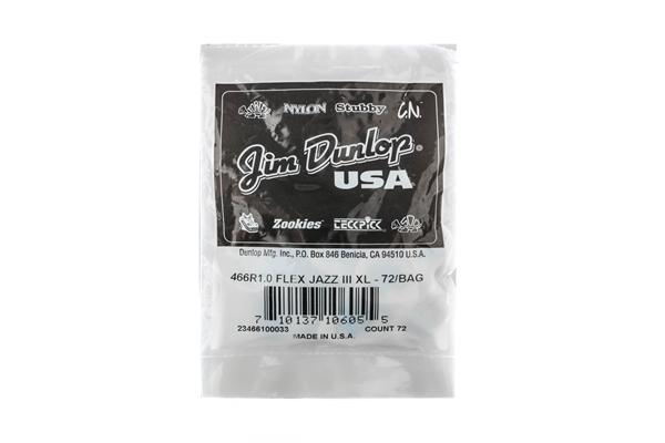 Dunlop 466R100 Tortex Flex Jazz III XL 1.0 mm Bag/72