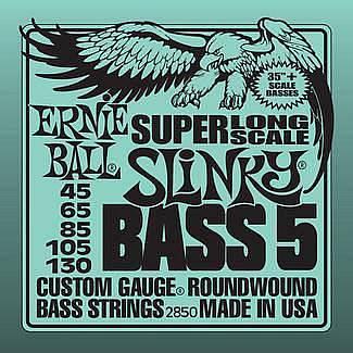Ernie Ball 2850 - Super Long Scale 5-String Slinky Bass5 - muta corde per basso a scala lunga 45-130