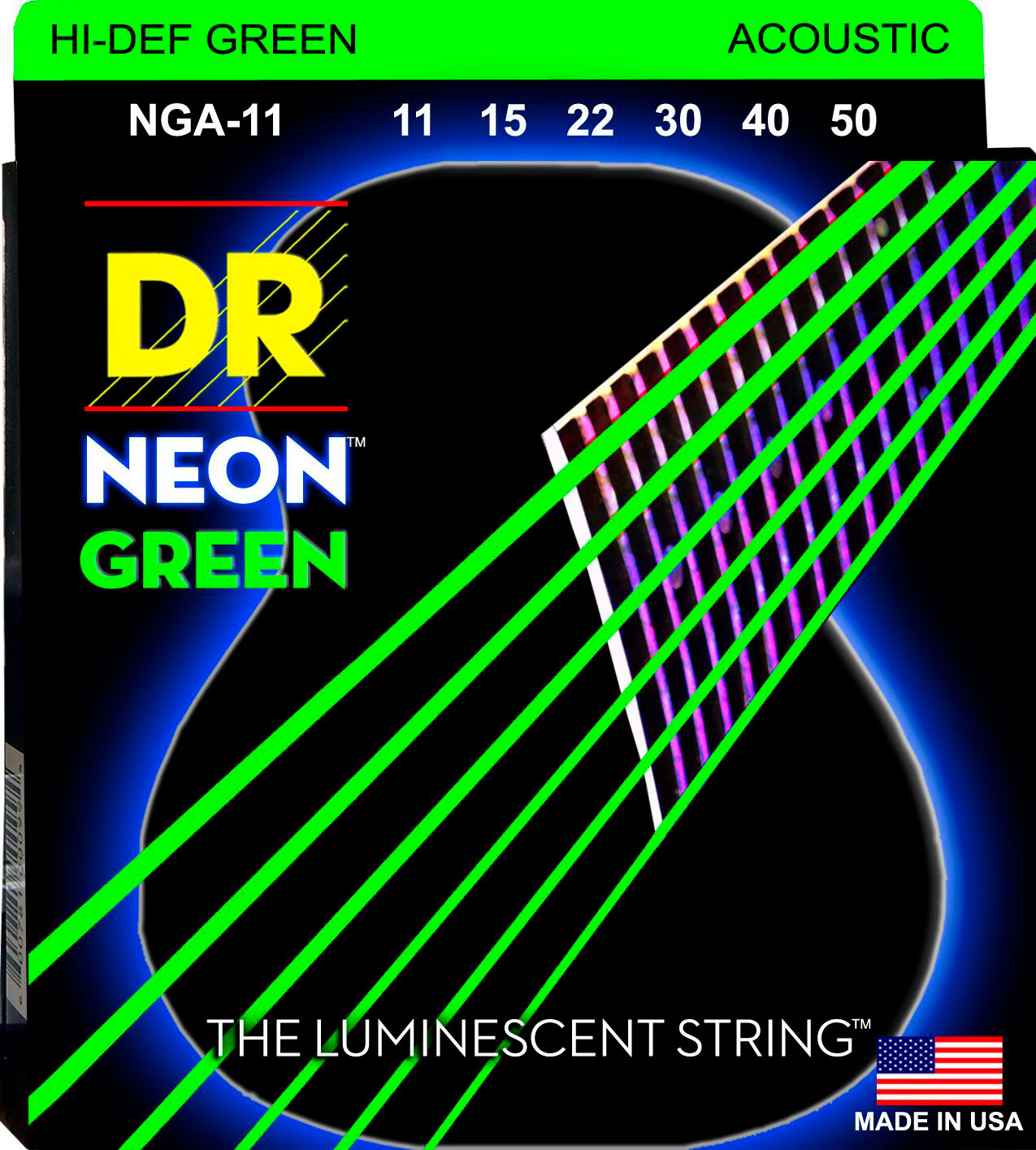 DR Strings NGA-11 NEON GREEN