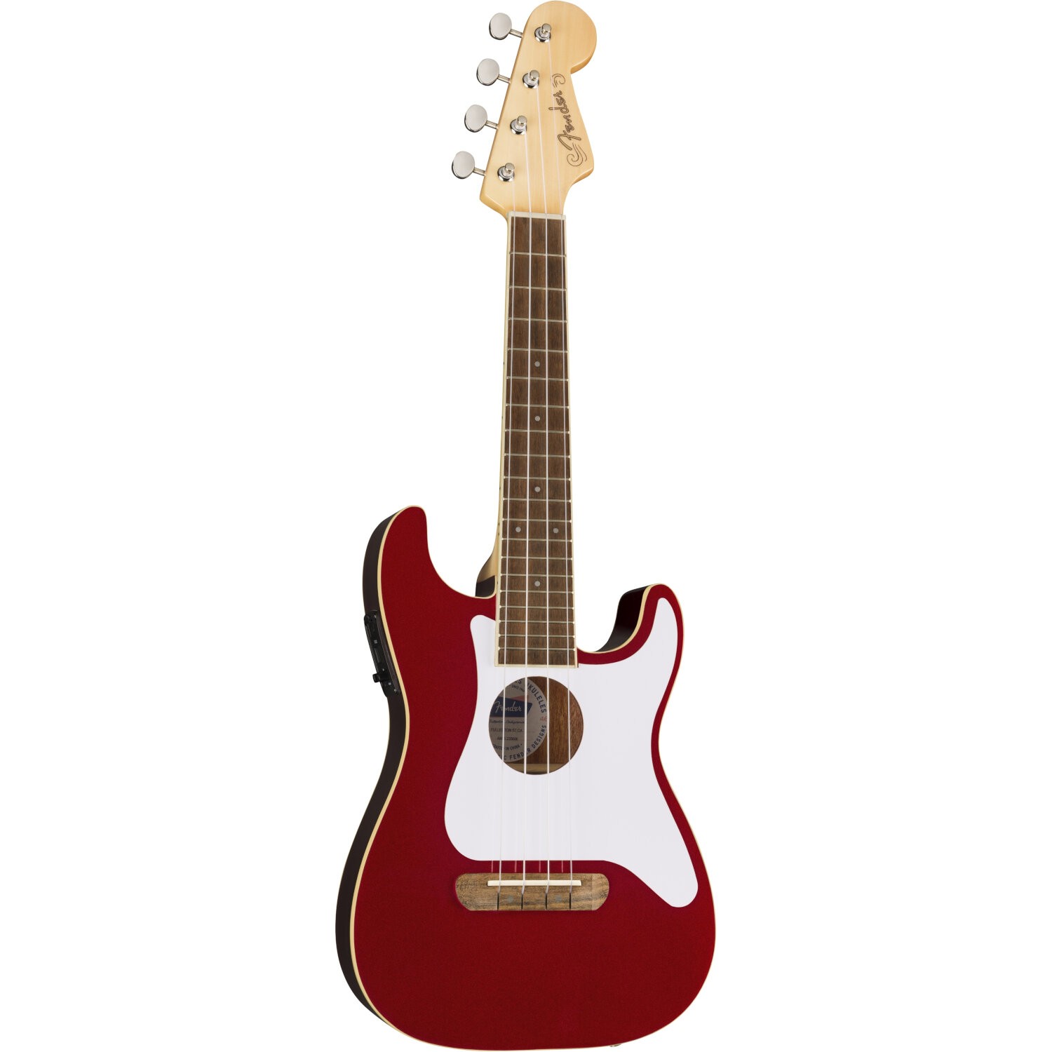 Fender Fullerton Strat® Uke, Walnut Fingerboard, White Pickguard Candy Apple Red