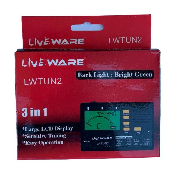 LIVE WARE LWTUN2 METRONOMO ACCORDATORE DIGITALE METRO TUNER PER STRUMENTI