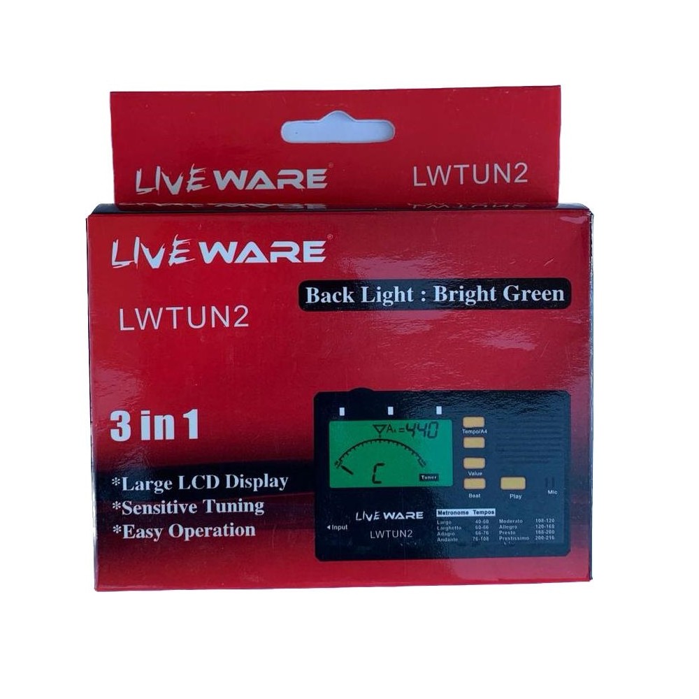 LIVE WARE LWTUN2 METRONOMO ACCORDATORE DIGITALE METRO TUNER PER STRUMENTI