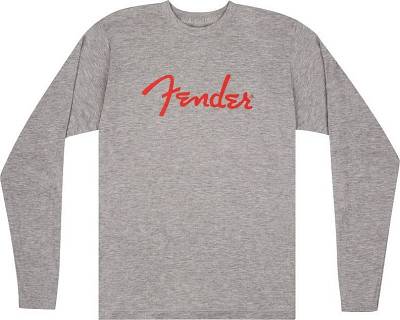 Fender Spaghetti Logo L/S T-Shirt Heather Gray - size M